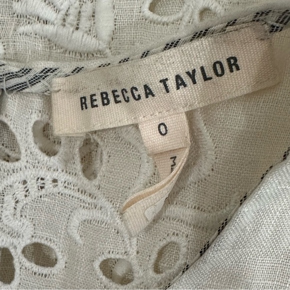 Rebecca Taylor Garden Eyelet Peplum Linen Top Sleeveless Floral Embroidered - Picture 6 of 8